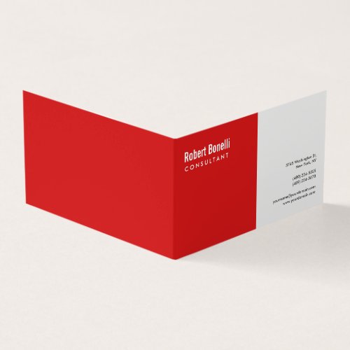 Minimalist Plain Red White Modern Plain  Business Card