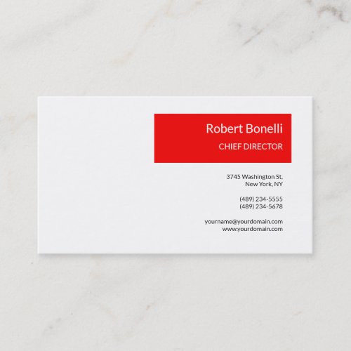 Minimalist Plain Red White Modern Plain Business Card