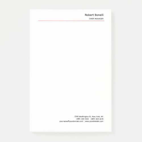 Minimalist Plain Red White Modern  Post_it Notes