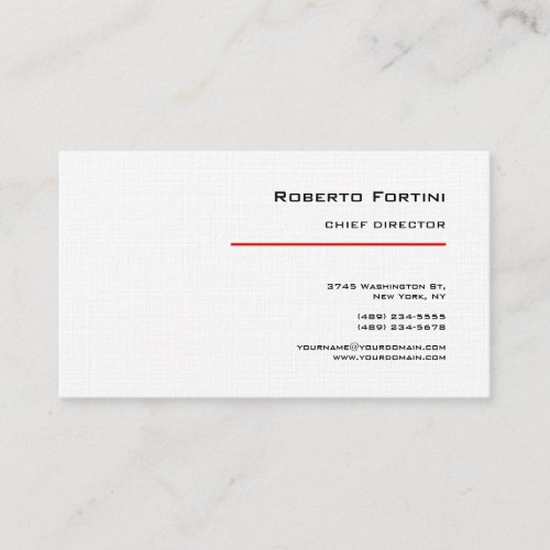 Minimalist Plain Red White Modern Premium Linen Business Card