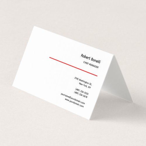 Minimalist Plain Red White Modern Premium Linen Business Card