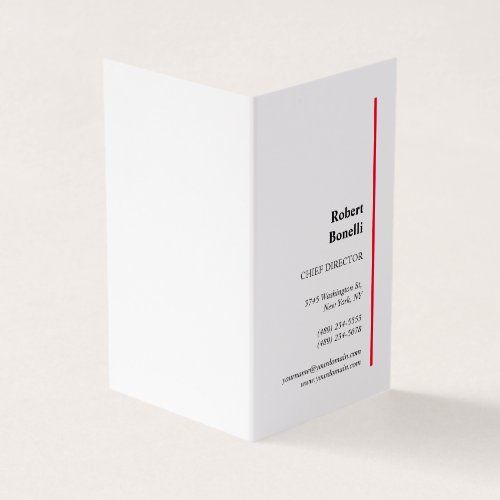 Minimalist Plain Red White Modern Premium Pearl Business Card