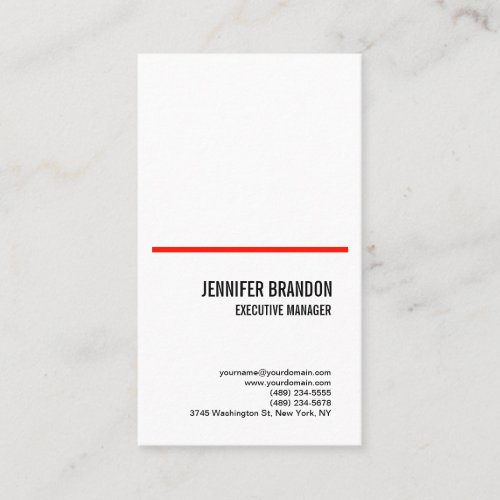 Minimalist Plain Red White Modern Professional Business Card
