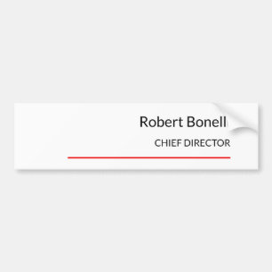 Minimalist Plain Red White Modern Standard Size Bumper Sticker