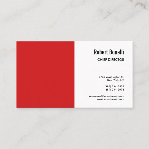 Minimalist Plain Red White Modern Standard Size Business Card