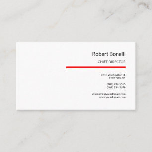 Minimalist Plain Red White Modern Standard Size Business Card