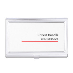 Minimalist Plain Red White Modern Standard Size Business Card Case