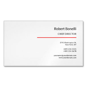 Minimalist Plain Red White Modern Standard Size Business Card Magnet