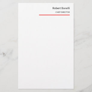 Minimalist Plain Red White Modern Stationery