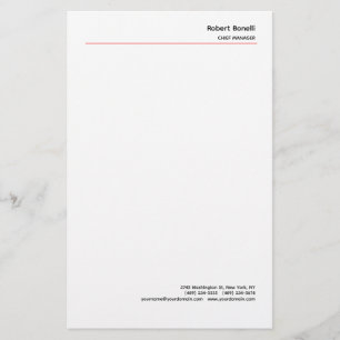 Minimalist Plain Red White Modern Stationery