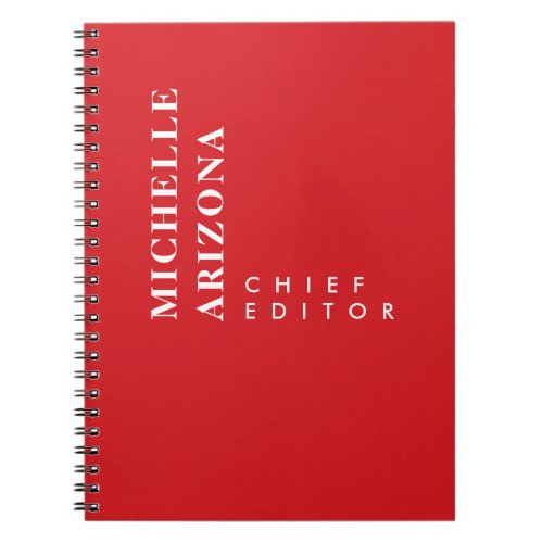 Minimalist Plain Red & White Professional Modern Notebook