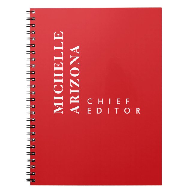 Minimalist Plain Red & White Professional Modern Notebook (Front)