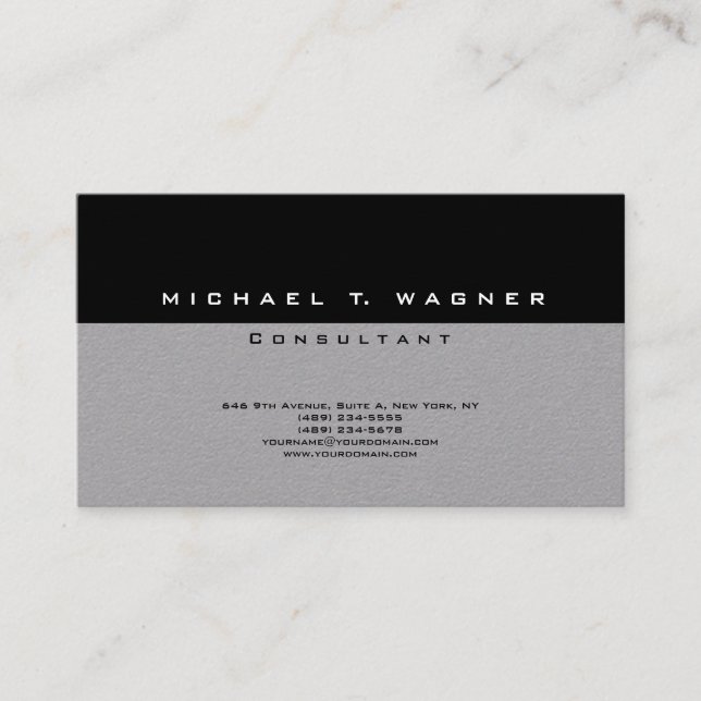 Minimalist Plain Simple Black Grey Trendy Modern Business Card (Front)