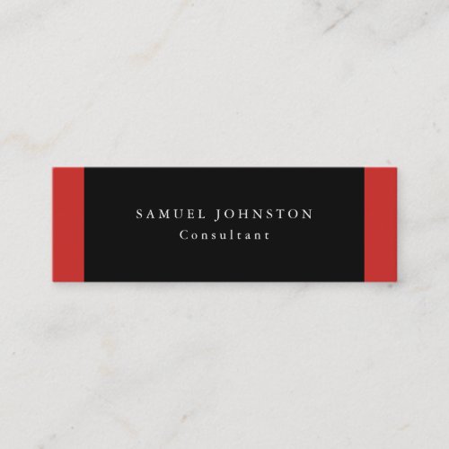 Minimalist Plain Simple Black Red Professional Mini Business Card