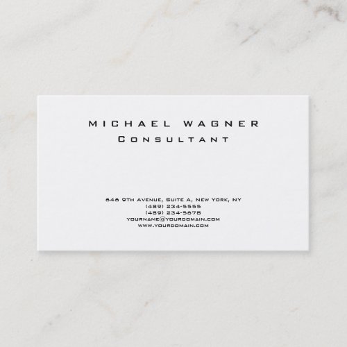 Minimalist Plain Simple Black White Trendy Clean Business Card