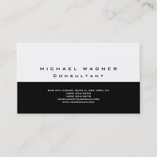 Minimalist Plain Simple Black White Trendy Modern Business Card