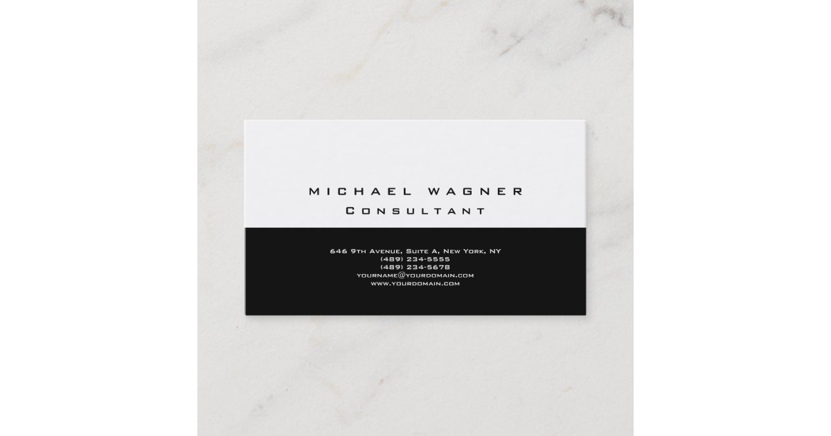 Minimalist Plain Simple Black White Trendy Modern Business Card | Zazzle