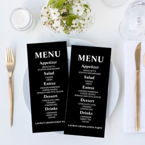 Minimalist Plain Simple Graduation Party Food Menu