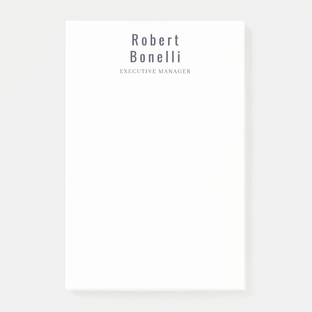 Minimalist Plain Simple White Modern Professional Post-it Notes (Front)
