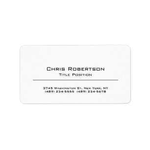 Minimalist Plain Simple White Professional Label