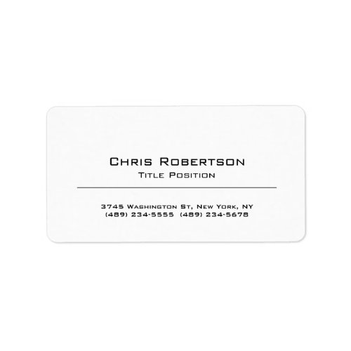 Minimalist Plain Simple White Professional Label