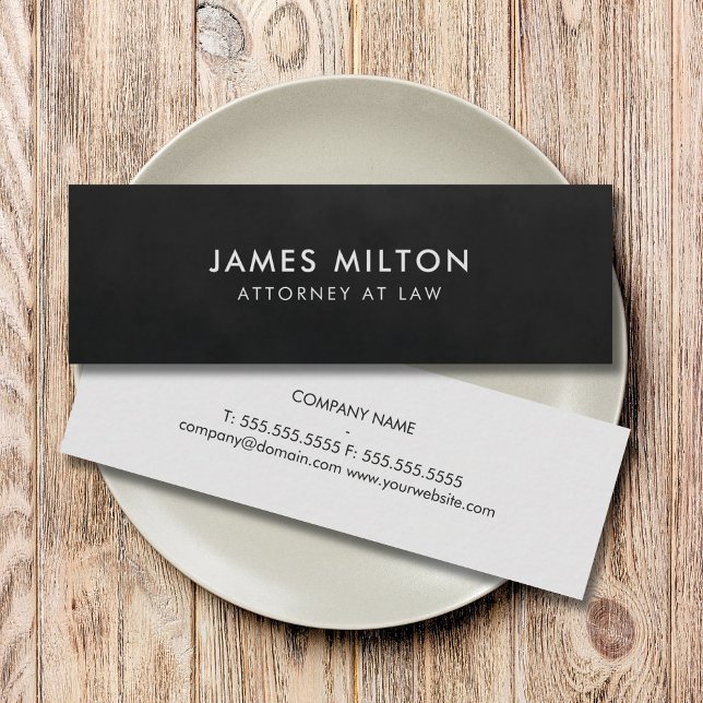 Minimalist Plain Texture Black Light Grey Attorney Mini Business Card (Creator Uploaded)
