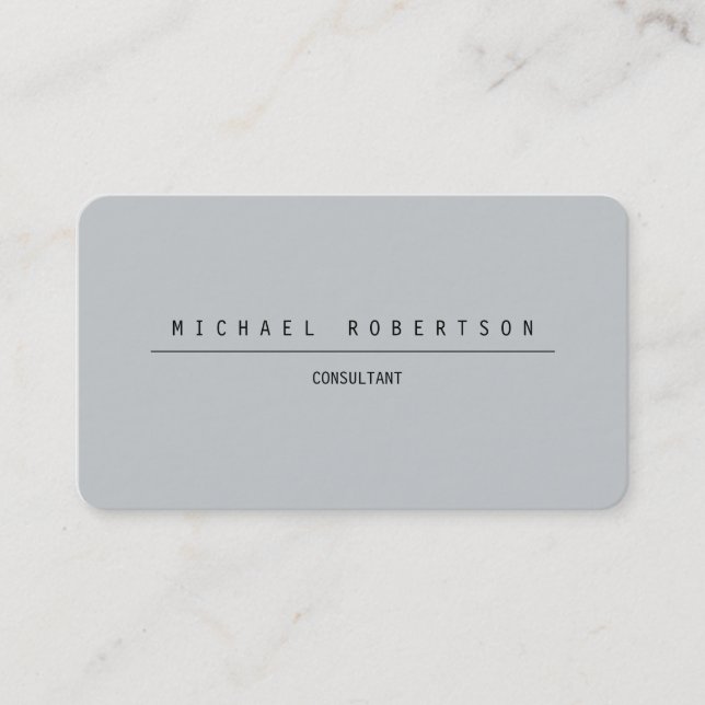 Minimalist Plain Unique Special Grey Business Card (Front)