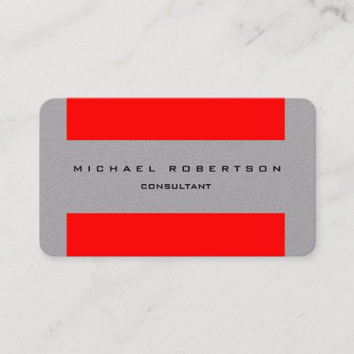 Minimalist Plain Unique Special Grey Red Business Card