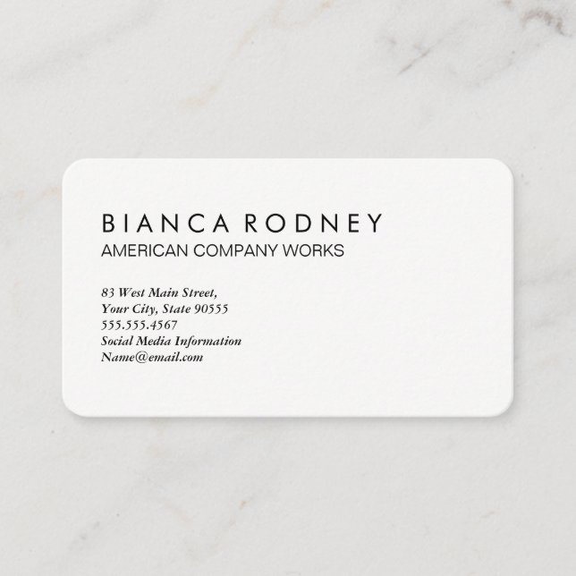 Minimalist Plain White and Gray Business Card (Front)