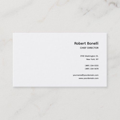 Minimalist Plain White Modern  Business Card