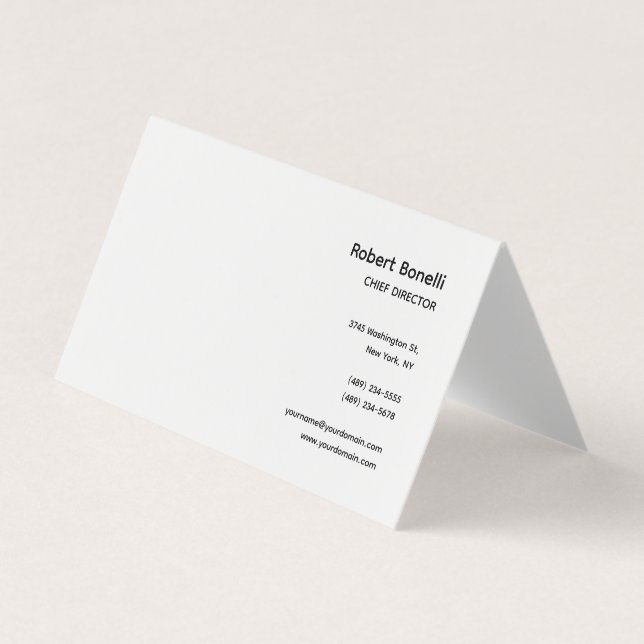 Minimalist Plain White Modern  Business Card (Front)