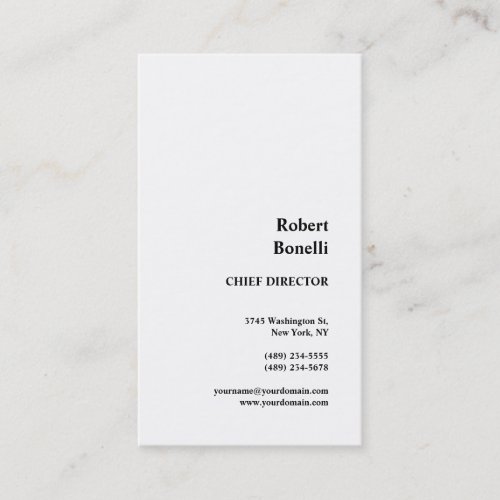 Minimalist Plain White Modern  Business Card