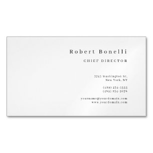 Minimalist Plain White Modern Business Card Magnet