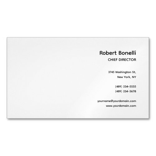 Minimalist Plain White Modern  Business Card Magnet