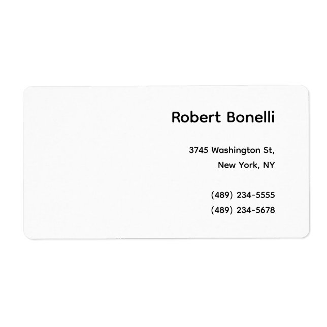 Minimalist Plain White Modern  Label (Front)
