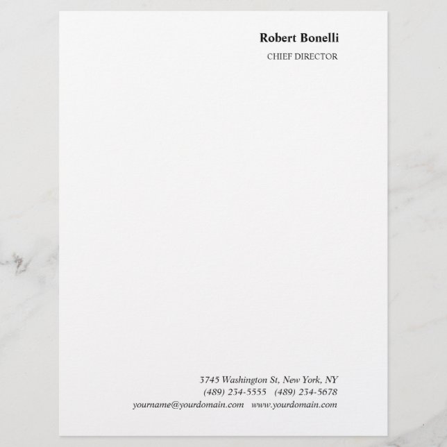 Minimalist Plain White Modern Letterhead (Front)