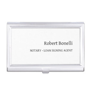 Minimalist Plain White Modern Notary Loan Agent Business Card Case