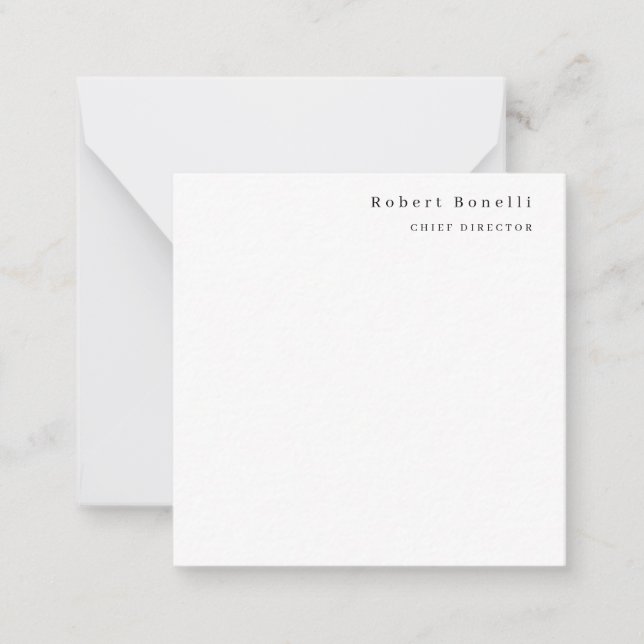 Minimalist Plain White Modern  Note Card (Front)