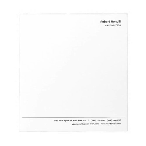 Minimalist Plain White Modern  Notepad