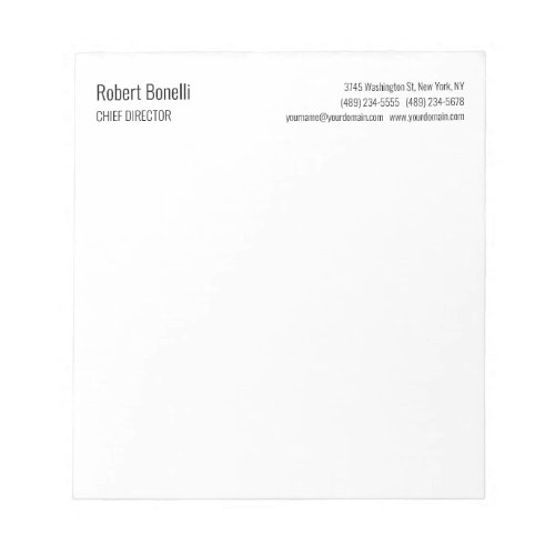 Minimalist Plain White Modern Notepad