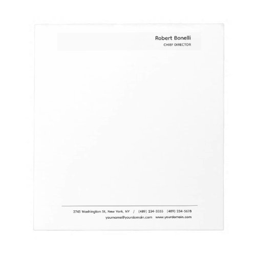 Minimalist Plain White Modern  Notepad