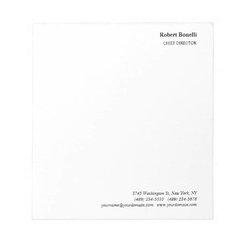 Minimalist Plain White Modern Notepad