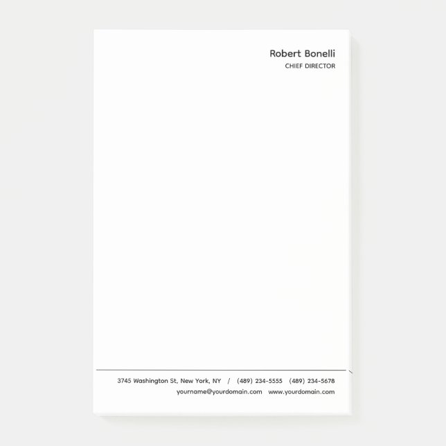 Minimalist Plain White Modern  Post-it Notes (Front)