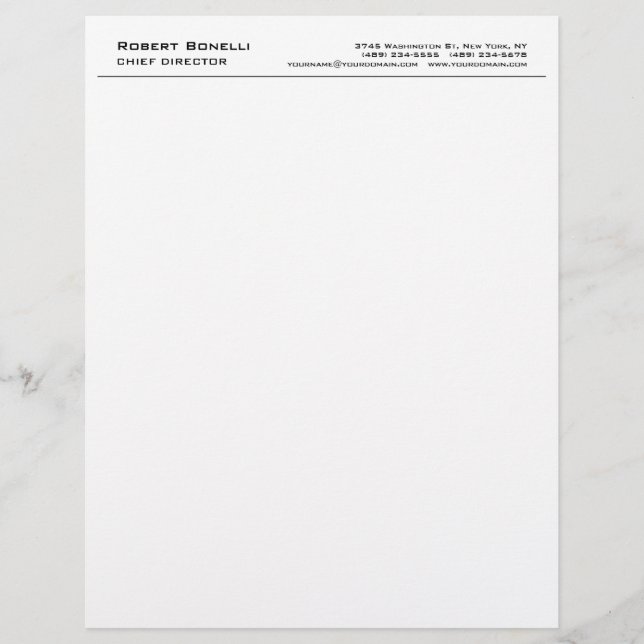 Minimalist Plain White Modern Professional Letterhead (Front)