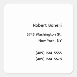 Minimalist Plain White Modern  Square Sticker