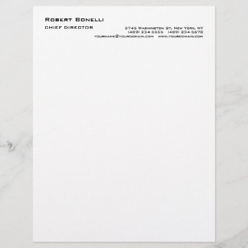 Minimalist Plain White Modern Standard Size Letterhead
