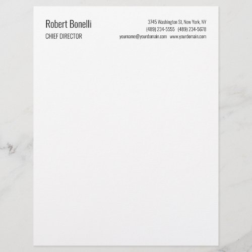 Minimalist Plain White Modern Standard Size Letterhead