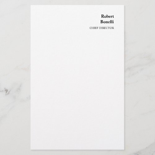 Minimalist Plain White Modern Stationery