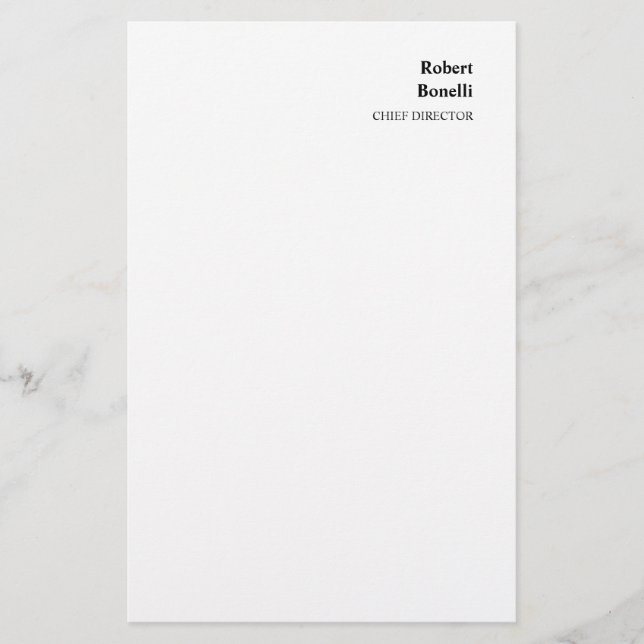 Minimalist Plain White Modern Stationery (Front)