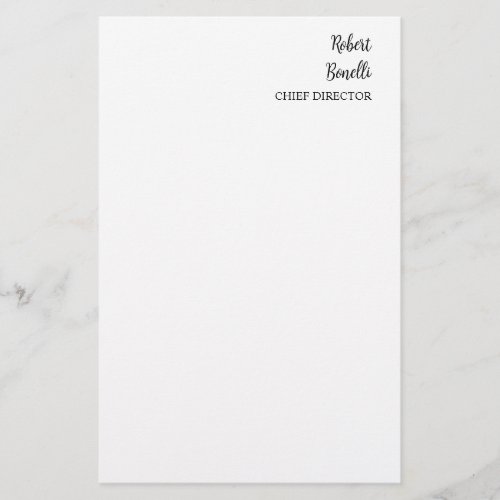 Minimalist Plain White Modern Stationery